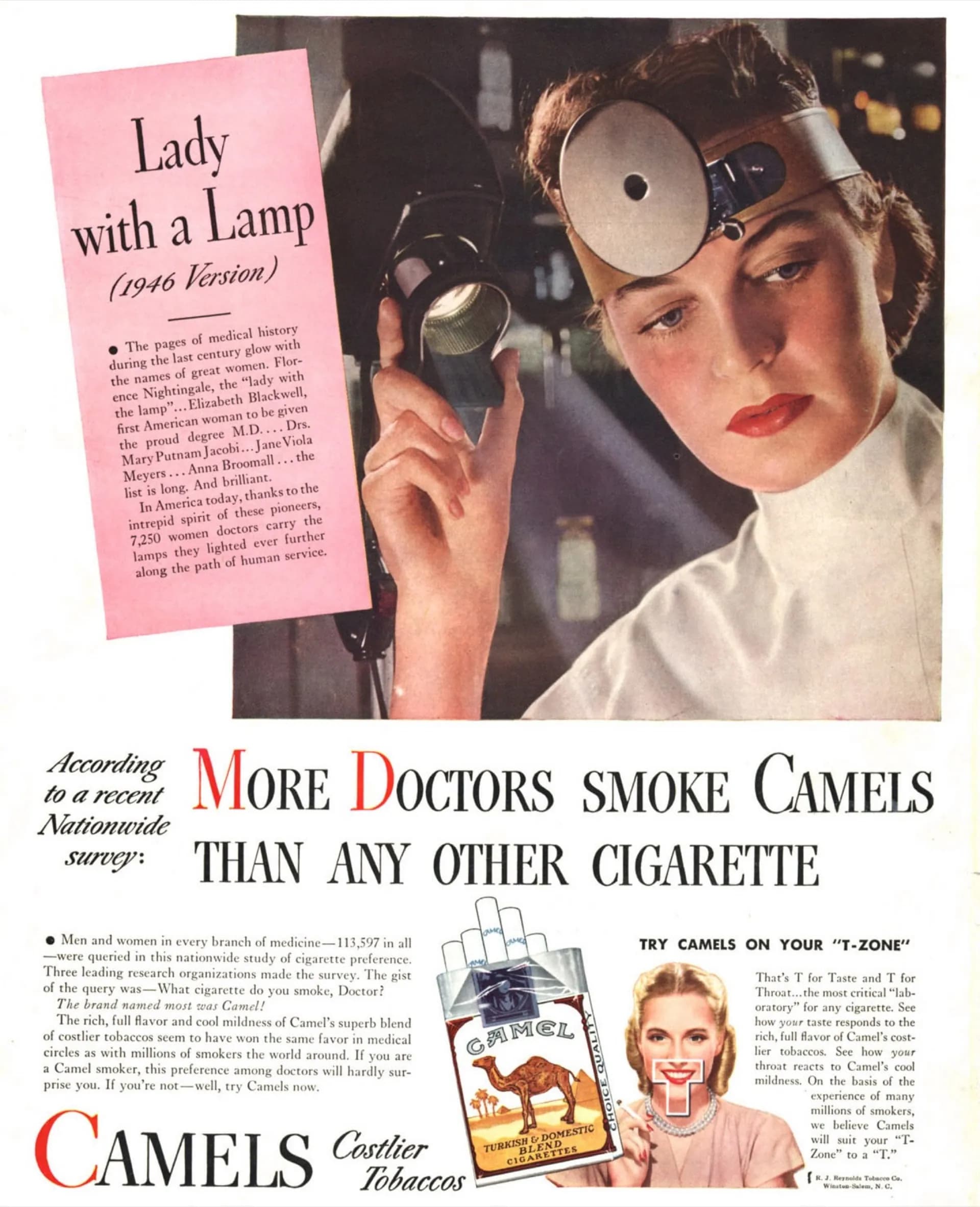 Vintage cigarette advertisement — More Doctors Smoke Camels, 1946